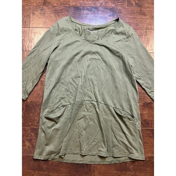 J. Jill Tops - Pure J Jill Womens M Curved Seam Tunic Top 100% Pima Cotton Pocket Shirt Green